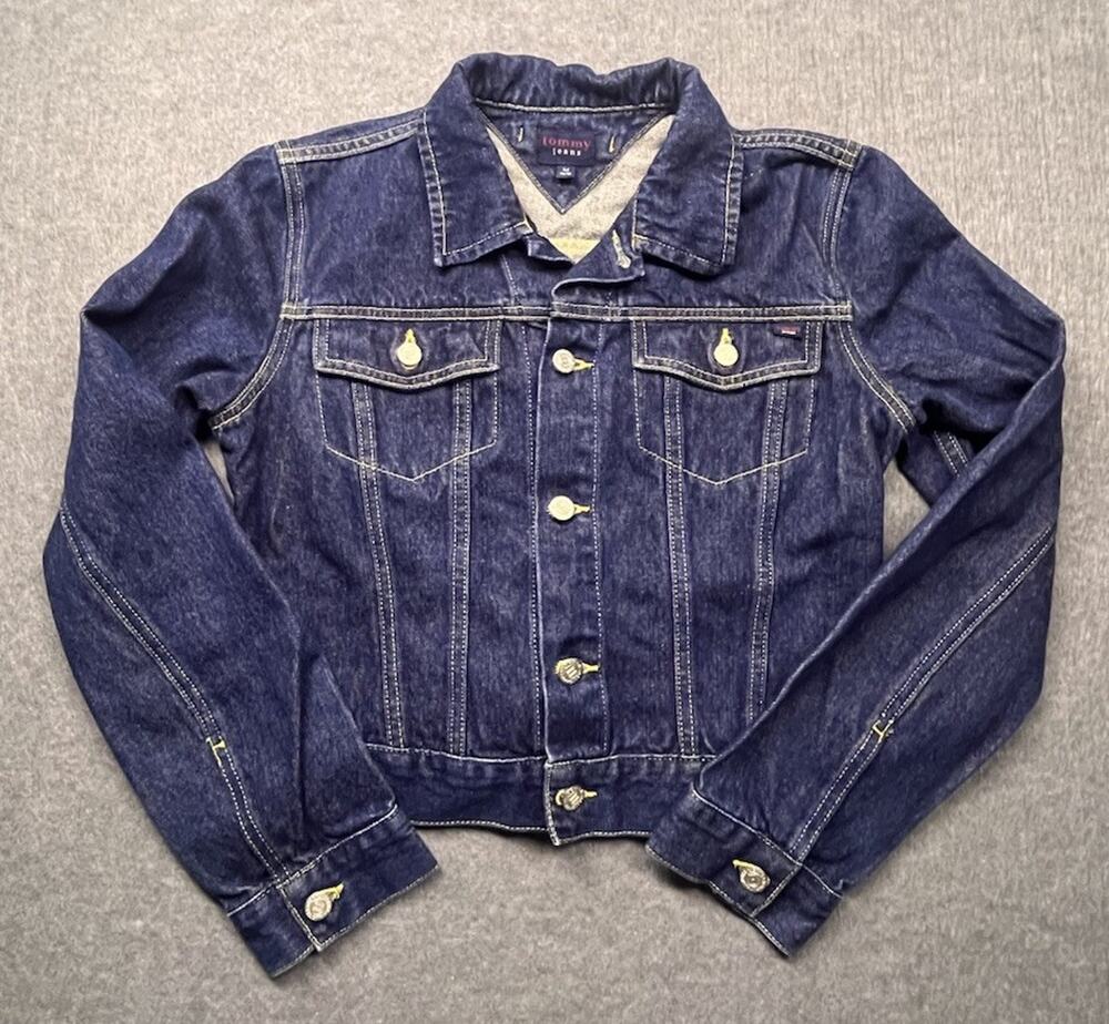 VINTAGE 2000 Y2K Tommy Jeans Ginny Denim Jacket Women M Dark Rinse Trucker